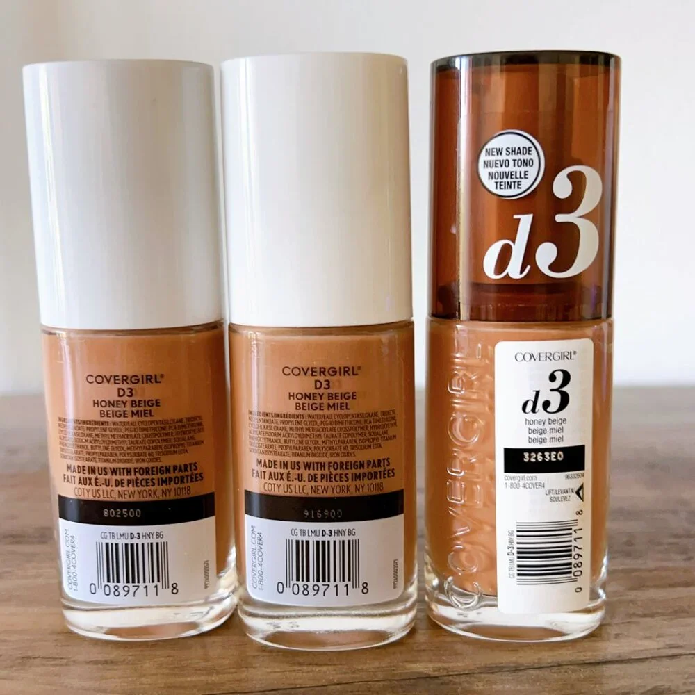 Lot of 3 Covergirl TruBlend Liquid Foundation Makeup - Honey Beige D3